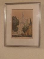 Schilderij Brussel Place St. Catherine, Antiek en Kunst, Kunst | Etsen en Gravures, Ophalen of Verzenden