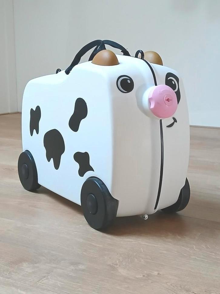 👍Leuke kinderkoffer, Koe!, Sieraden, Tassen en Uiterlijk, Koffers, Zo goed als nieuw, Hard kunststof, Wieltjes, Ophalen of Verzenden