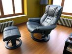 Stressles fauteuil zwarte leer relax stoel draaibaar, Huis en Inrichting, Fauteuils, Ophalen, Leer, 50 tot 75 cm