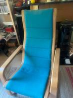 Stoel Zweedse Swedese turkooise wollen bekleding, Huis en Inrichting, Stoelen, Hout, Gebruikt, Overige kleuren, Eén