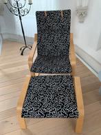 Ikea Poang Stoel + Voetenbank - Uniek Design!, Huis en Inrichting, Fauteuils, Ophalen, 75 tot 100 cm, Zo goed als nieuw, 50 tot 75 cm
