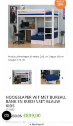 Hoogslaper met bureau en bank massief grenen hout, Kinderen en Baby's, Kinderkamer | Stapelbedden en Hoogslapers, Ophalen, Hoogslaper