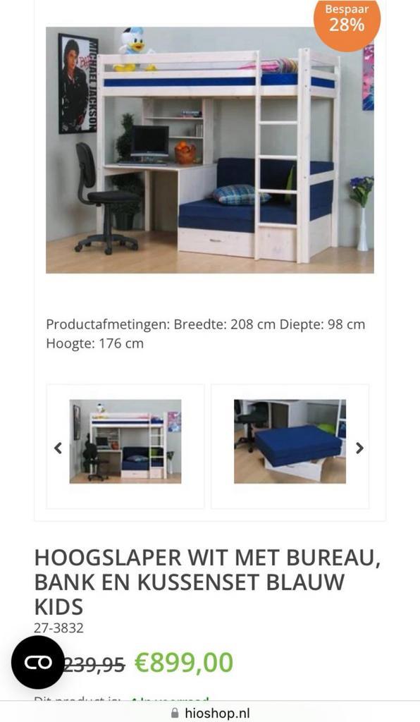 Hoogslaper met bureau en bank massief grenen hout, Kinderen en Baby's, Kinderkamer | Stapelbedden en Hoogslapers, Hoogslaper, Ophalen