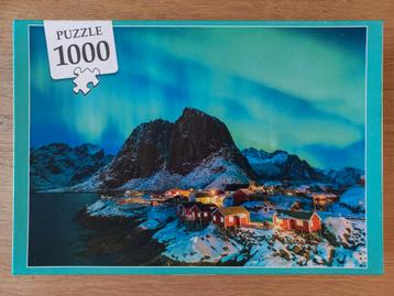 Puzzel 1000 stukjes, Noorderlicht, Noorwegen, COMPLEET ZGAN  beschikbaar voor biedingen