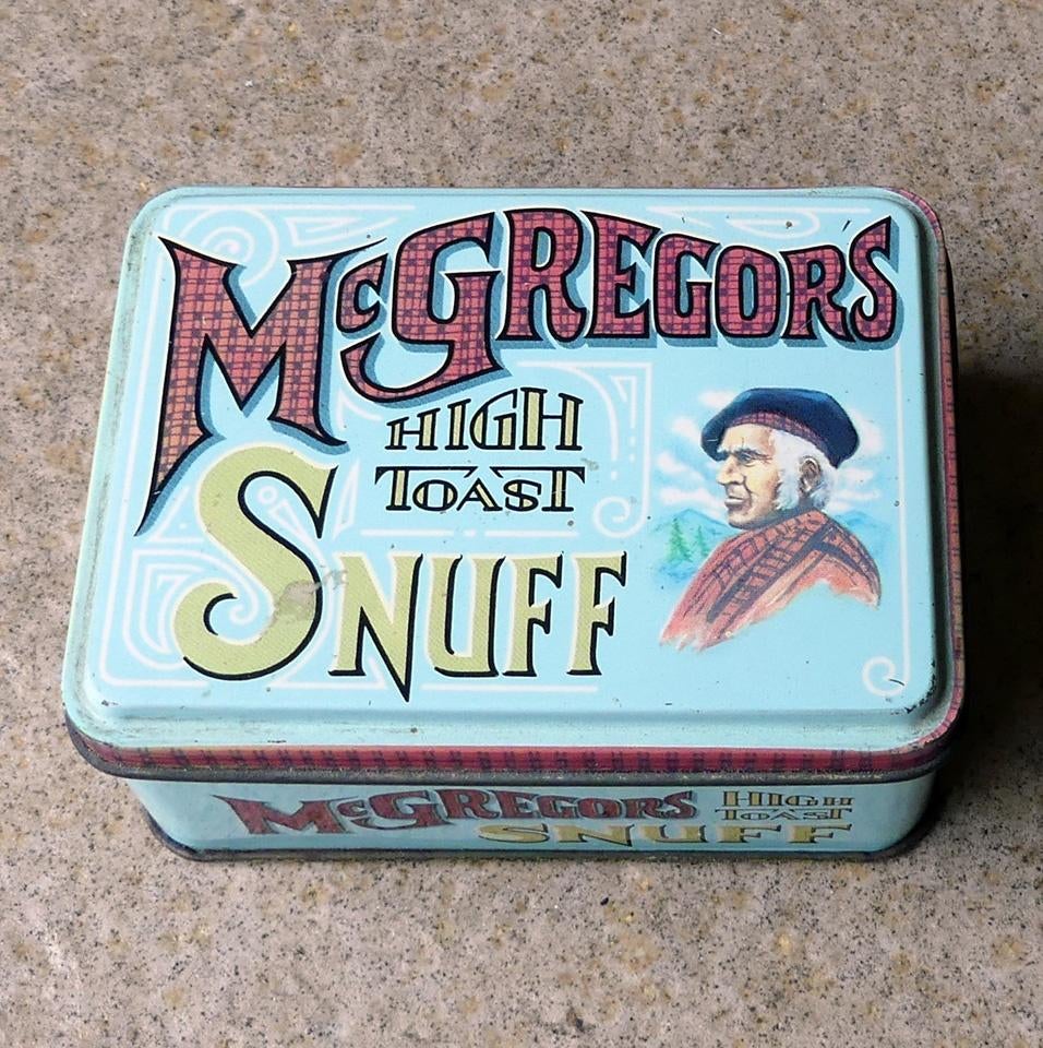 McGregors high toast snuff blikje tabaksblikje snuiftabak, Ophalen of Verzenden, Gebruikt, Overige