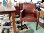 te koop Lederen eettafel fauteuils, Ophalen, Gebruikt, Bruin, Hout