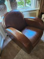 Vintage leren fauteuil - Natuzzi stijl, Gebruikt, Vintage, Ophalen of Verzenden, 75 tot 100 cm