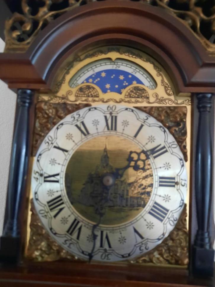 Hollandse wandklok met koperen trekgewichten, Antiek en Kunst, Antiek | Koper en Brons, Ophalen of Verzenden