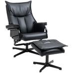 relaxfauteuil met kruk, draaibaar, verstelbare rugleuning, Nieuw, Leer, Ophalen of Verzenden, A