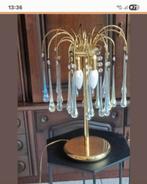 Vintage Tafellamp met Kristallen Druppels, Gebruikt, 50 tot 75 cm, Vintage, Ophalen of Verzenden