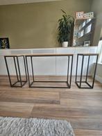 3 side tables. 79 cm hoog. 30 x 30cm en 30x100cm, Huis en Inrichting, Ophalen, Gebruikt, 50 tot 100 cm, Industrieel