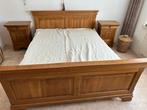 2 persoons bed, 2 nachtkastjes. Eiken., Huis en Inrichting, Ophalen, Zo goed als nieuw, Tweepersoons