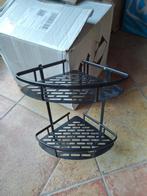 Zgan zwart metalen hoekrekje badkamer h. 35 cm, Ophalen of Verzenden, Zo goed als nieuw, Rond, Overige materialen