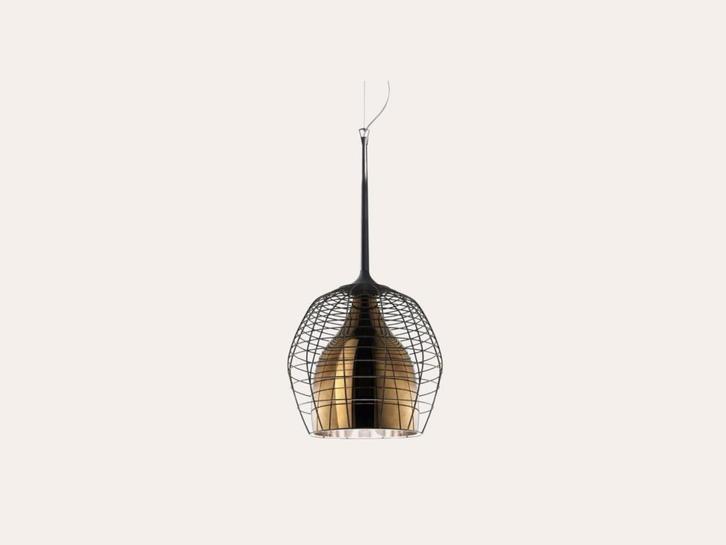 Foscarini Diesel Cage Piccola brons bij TheReSales, Huis en Inrichting, Lampen | Hanglampen, Zo goed als nieuw, 50 tot 75 cm, Glas