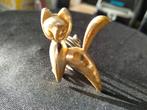 Vintage Gouden Kat Broche 4x5cm, 4 tot 7 cm, Gebruikt, Ophalen of Verzenden, Goud