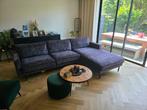Bank/ Hoekbank fluweel met longchair, Huis en Inrichting, Banken | Bankstellen, 250 tot 300 cm, Ophalen of Verzenden, Zo goed als nieuw
