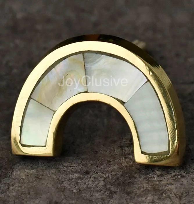 Parelmoer Regenboog kastknop Messing - Handgemaakt, Huis en Inrichting, Woonaccessoires | Overige, Nieuw, Ophalen of Verzenden