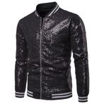 Heren zwarte glitter baseball jas / jack zomerjas glimmende, Kleding | Heren, Jassen | Zomer, Verzenden, Nieuw, Zwart