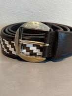 Vintage Guess riem bruin bruin leer met geweven gouden gesp, Ophalen of Verzenden, Zo goed als nieuw, Bruin, Minder dan 95 cm