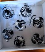 7 mooie kerstballen, glas met zwart vilt, Ophalen