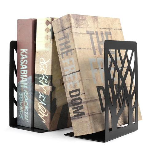 Boekensteunen met boommotief – metalen set (nieuwstaat), Huis en Inrichting, Woonaccessoires | Wandplanken en Boekenplanken, Nieuw