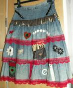 jeans rok countrylinedance, Blauw, Zo goed als nieuw, Knielengte, Ophalen