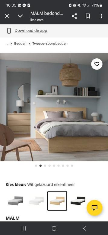 Ikea Malm bedframe + lattenbodem en matras - afbeelding 6