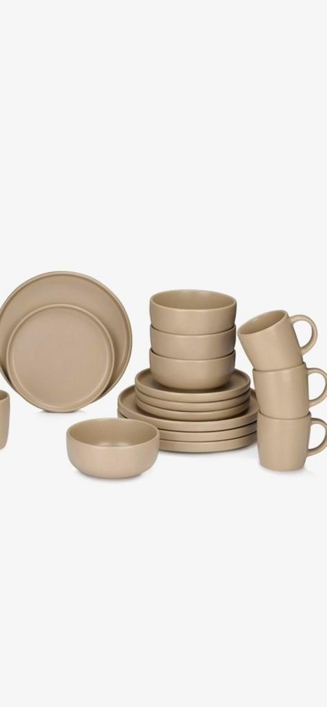 16 delig serviesset van Alpina zandkleur, Antiek en Kunst, Antiek | Servies compleet, Ophalen of Verzenden