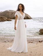 Bohemian trouwjurk met lage open rug maat 36, Ophalen of Verzenden, Zo goed als nieuw, Wit, Trouwjurk