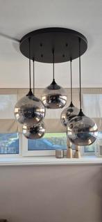Hanglamp met 5 smoke glas bollen - Perfecte staat!, Huis en Inrichting, Ophalen, 50 tot 75 cm, Zo goed als nieuw, Glas