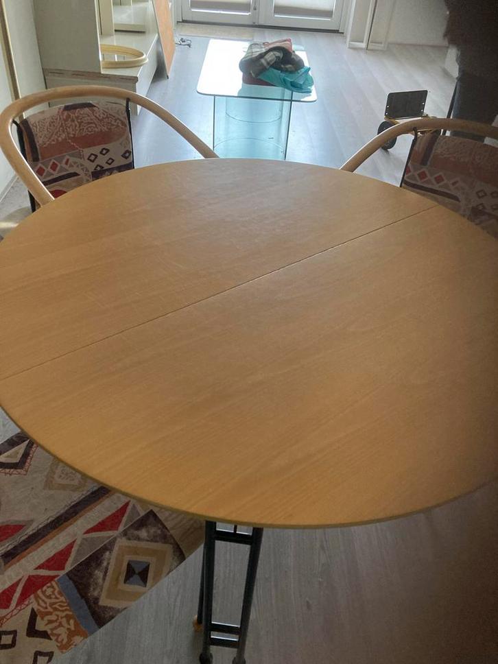 Eettafel met 3 Stoelen, Huis en Inrichting, Tafels | Eettafels, Gebruikt, 100 tot 150 cm, Rond, Ophalen