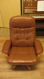 Luie zetel / relax fauteuil te koop : verstelbaar - congac., Gebruikt, Minder dan 75 cm, Leer, 50 tot 75 cm