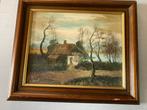 Oud schilderij van A.Kessel met lijst op linnen zie foto`s, Ophalen of Verzenden