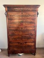 Eikenhouten mahonie antieke ladekast met secretaire lade, Ophalen