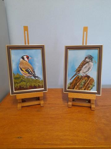 Schilderij mus en puttertje 2st €65 eigen werk - vogeltjes beschikbaar voor biedingen