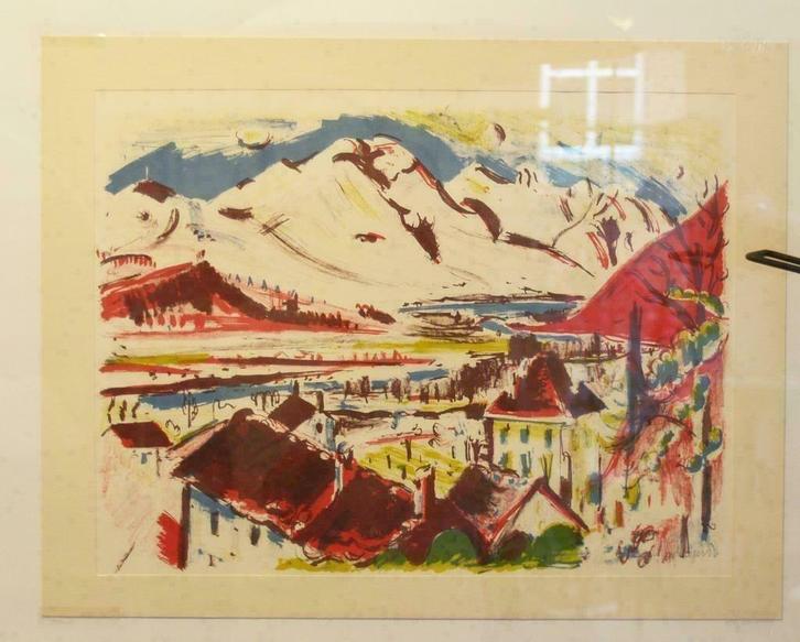 Jan Wiegers gemengde techniek Groninger Ploeg Davos, Antiek en Kunst, Kunst | Litho's en Zeefdrukken, Ophalen of Verzenden