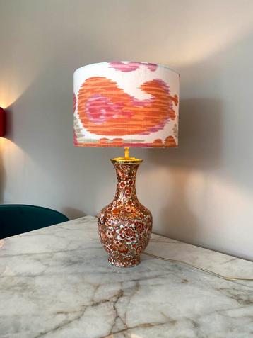Chinese oranje-gouden vaas-lamp met lampenkap diameter 30 cm beschikbaar voor biedingen