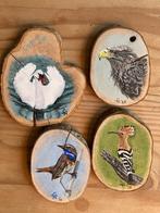 Vogels op hout, handgeschilderd, Antiek en Kunst, Kunst | Tekeningen en Foto's, Ophalen of Verzenden