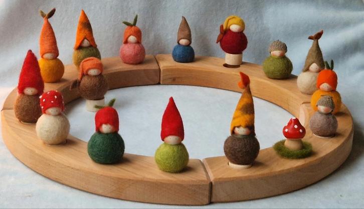 Herfst Seizoenstafel jaarring steker Vrije School kabouter, Hobby en Vrije tijd, Vilt, Nieuw, Figuurtje(s), Wolvilt, Verzenden