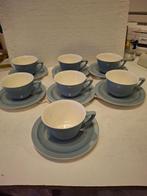 Petrus Regout - model Ineke - 7 grijs/ blauwe kop & schotels, Ophalen of Verzenden