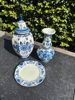 Delftsblauw dekselvaas knobbelvaas bord,vintage,zgan, Ophalen of Verzenden