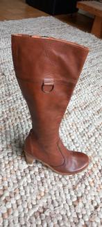 Bruine leren hoge laarzen - Maat 38, Hoge laarzen, Bruin, Ophalen of Verzenden, Gedragen