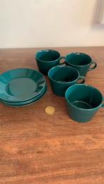 4 kleine Arabia Kilta koffie kopjes met schotel, Gebruikt, Ophalen of Verzenden, Overige stijlen, Kop(pen) en/of Schotel(s)