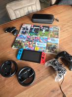 Nintendo Switch met 8 spellen, twee controllers en sturen, Ophalen of Verzenden, Zo goed als nieuw, Sport, 3 spelers of meer