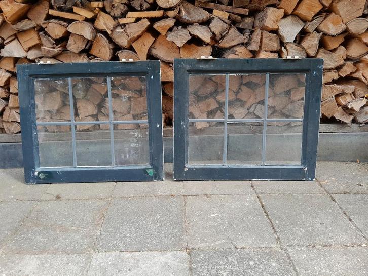 Glas in lood ~ drie ramen of los ~ raam vintage brocante, Doe-het-zelf en Verbouw, Glas en Ramen, Gebruikt, Ophalen