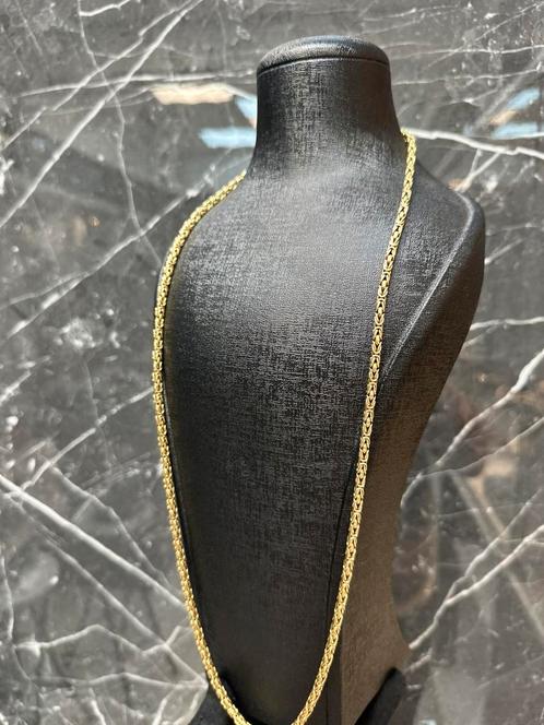 14k gouden massieve koningsketting| 76 cm, Sieraden, Tassen en Uiterlijk, Kettingen, Zo goed als nieuw, Goud, Ophalen of Verzenden
