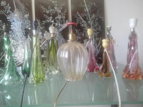 7 Val saint Lambert lampen en 2 murano lampen, Huis en Inrichting, Lampen | Tafellampen, Gebruikt, Minder dan 50 cm, Glas, Metaal