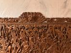 Balinees Teakhouten Paneel - Ramayana Houtsnijwerk 123x57, Ophalen of Verzenden