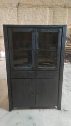 Vitrinekast Mangohout | Zwart | Breedte: 115,0cm
