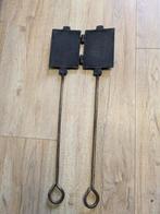 Antieke gietijzeren wafelmaker, Witgoed en Apparatuur, Wafelijzers, Ophalen of Verzenden, Gebruikt